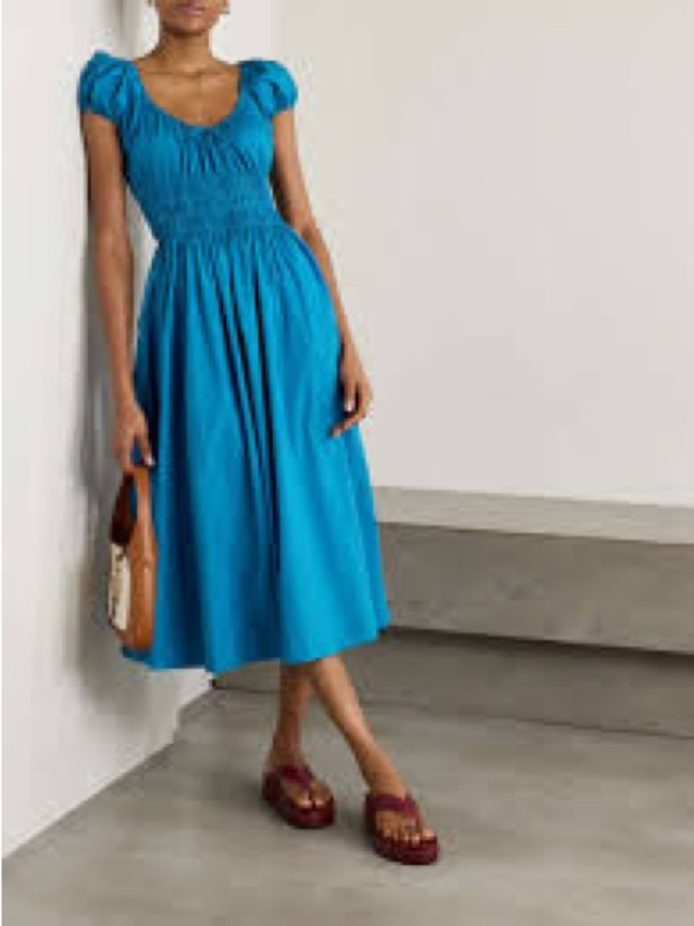 Doen Bright Blue Tie-Front Peasant Dress S Quinn Pristine - Picture 7 of 7